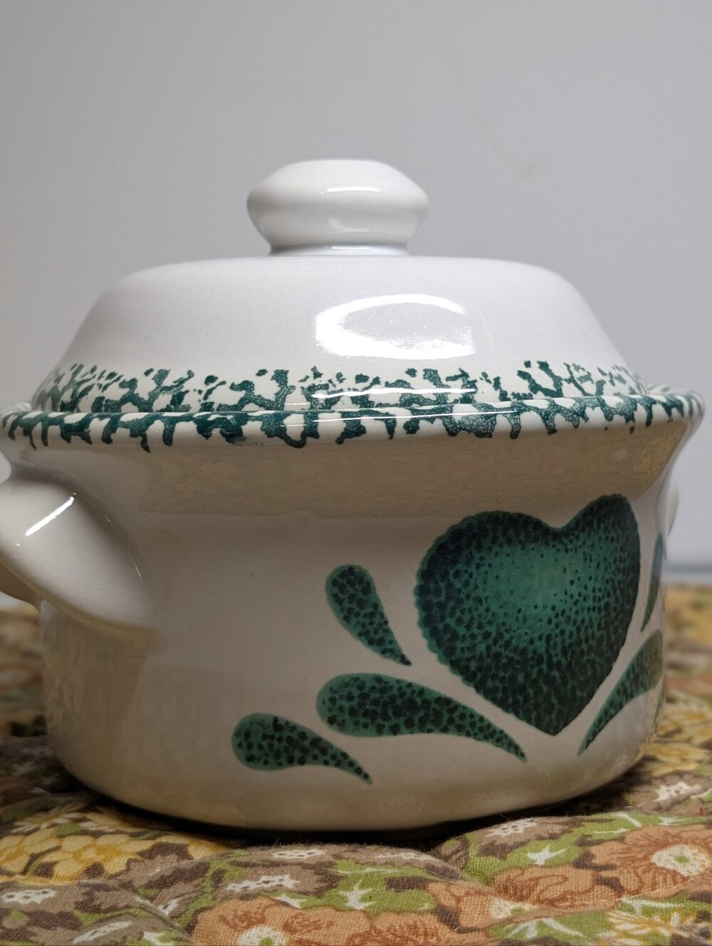 Country Green Heart Design Ceramic Individual Casserole Dish 5" Diameter - Picture 13 of 13